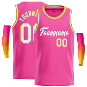 Maillot de basket-ball décontracté, haut classique blanc rose personnalisé