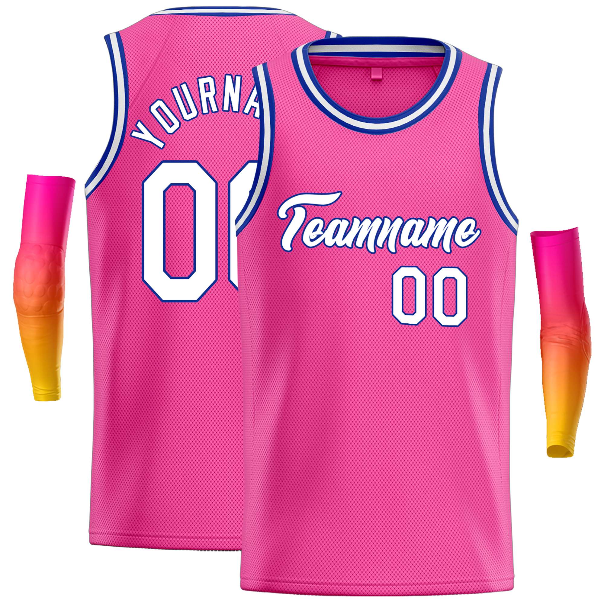 Custom Pink White-Royal Classic Tops Casual Basketball Jersey