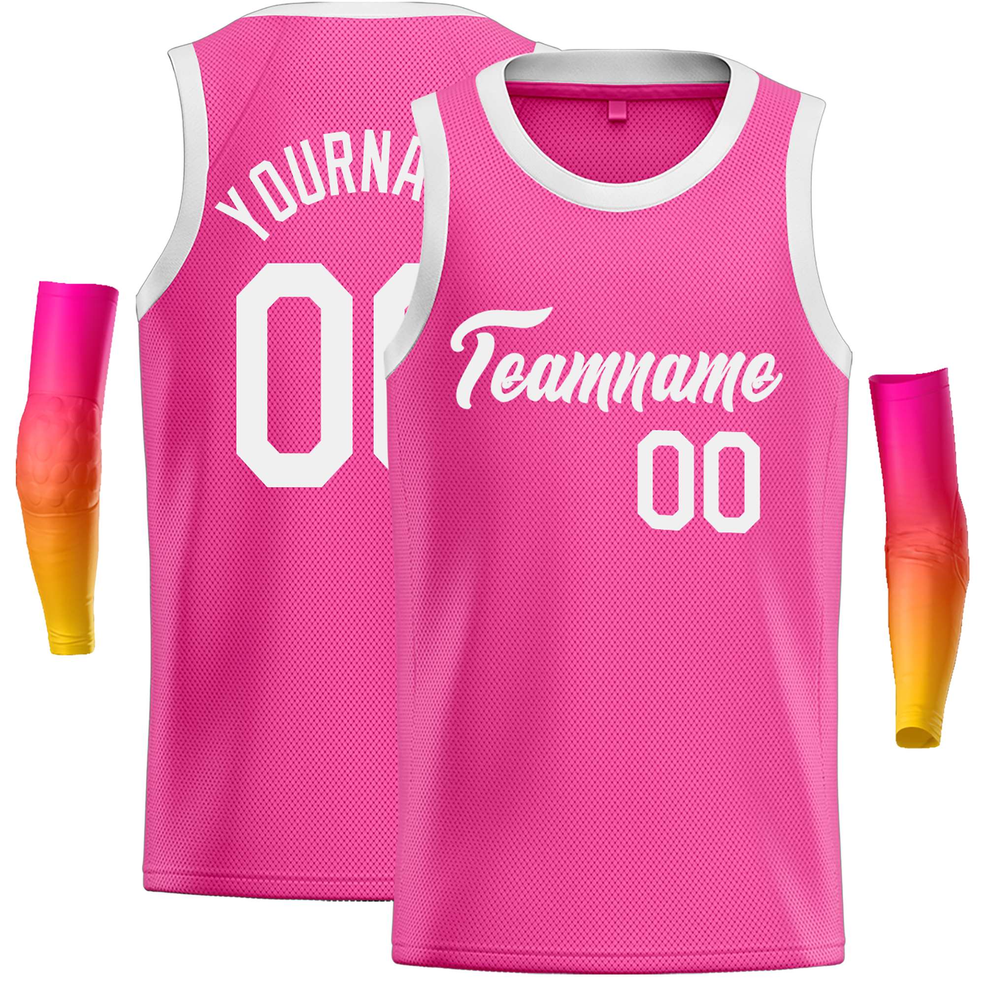 Custom Pink White Classic Tops Casual Basketball Jersey