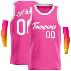 Maillot de basket-ball décontracté, haut classique blanc rose personnalisé