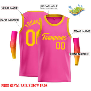 Maillot de basket-ball décontracté, haut classique jaune rose personnalisé