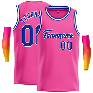 Maillot de basket-ball décontracté, haut classique rose Royal-blanc personnalisé