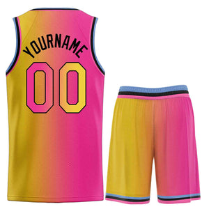 Custom Yellow Pink-Black Heal Gradient Fashion Sports Sets Uniform Basketball Jersey