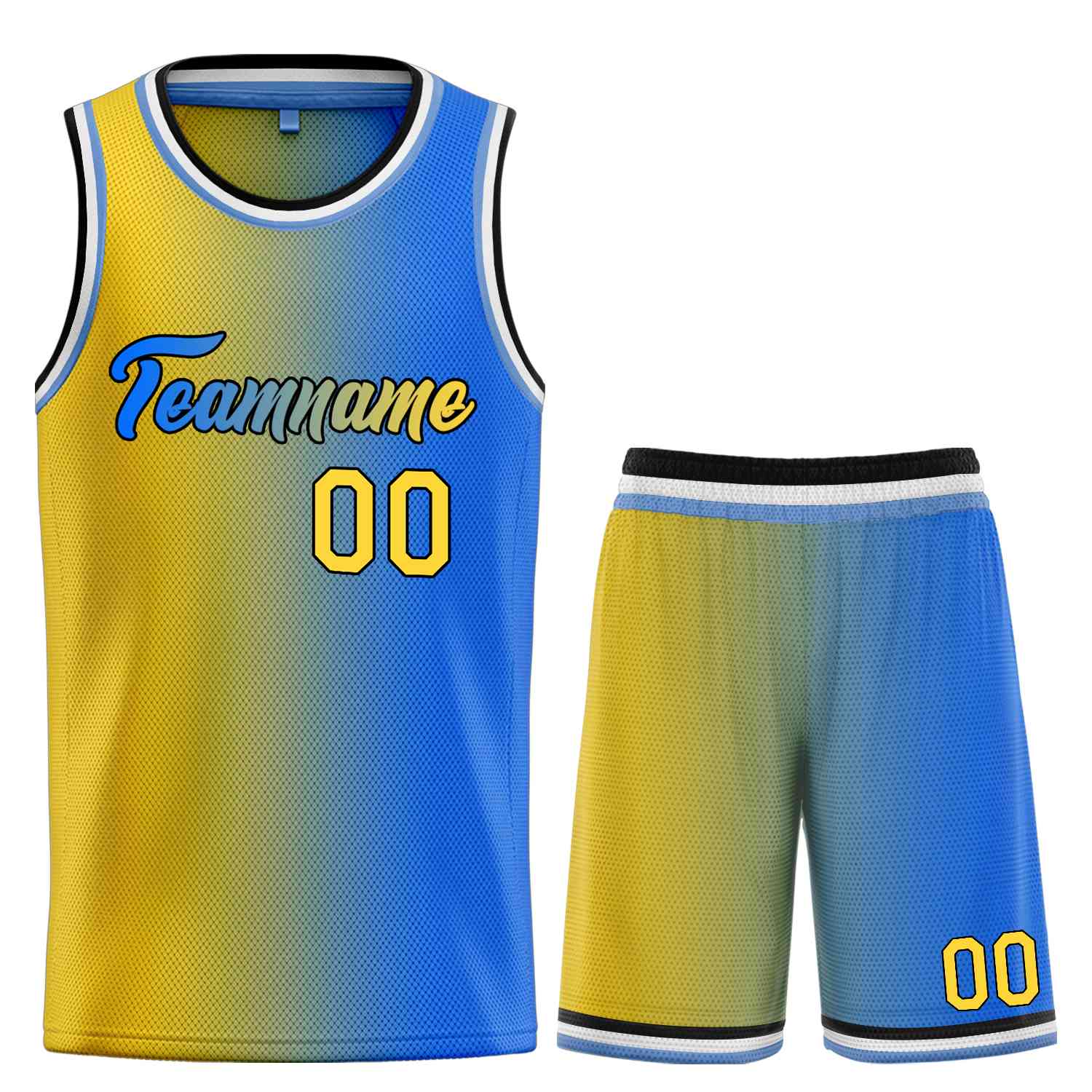 Custom Yellow Royal-Black Heal Gradient Fashion Sports Sets Uniform Basketball Jersey