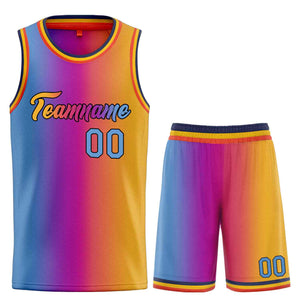 Custom Light Blue Orange-Black Heal Gradient Fashion Sports Sets Uniform Basketball Jersey