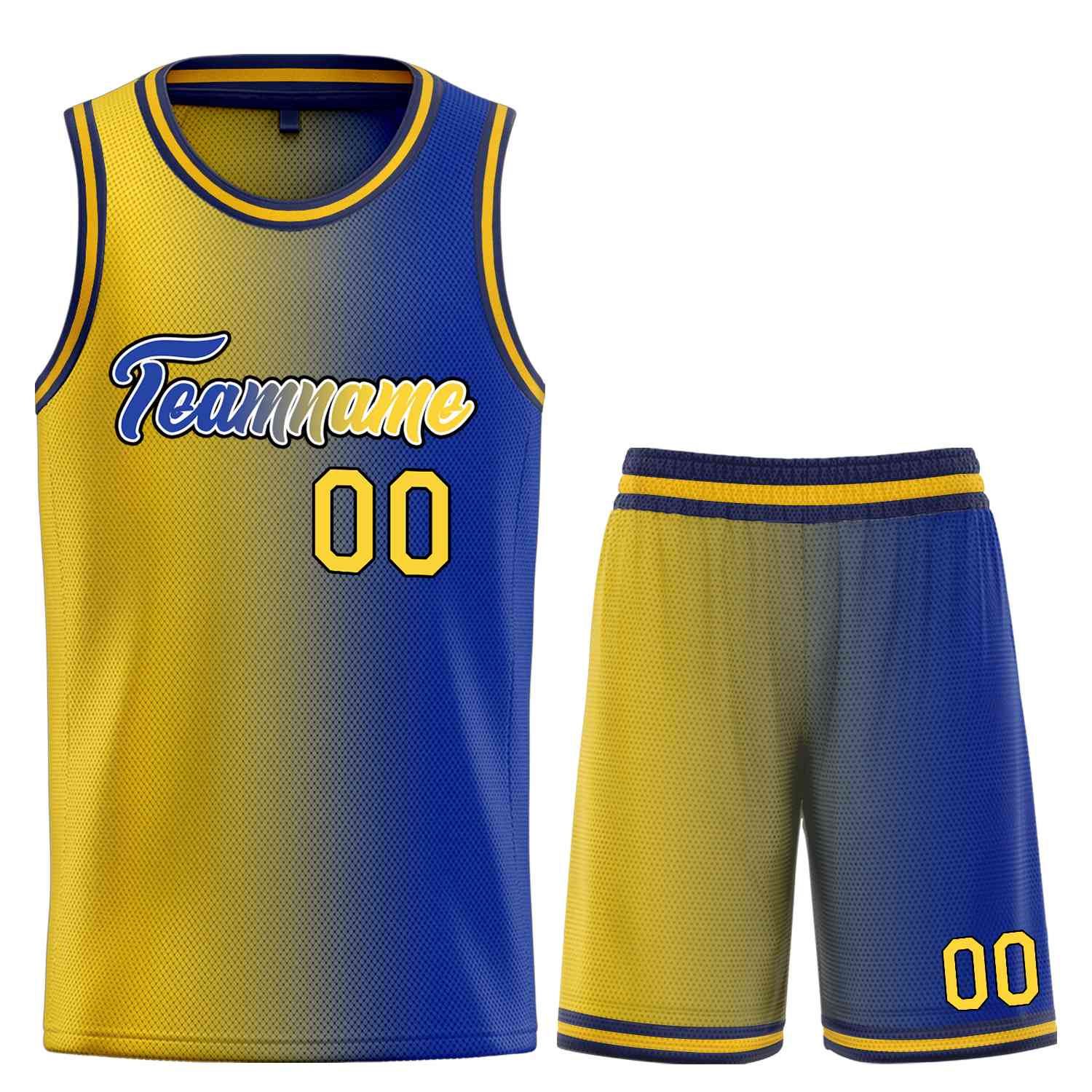 Custom Navy Yellow-Black Heal Gradient Fashion Sports Sets Uniform Basketball Jersey