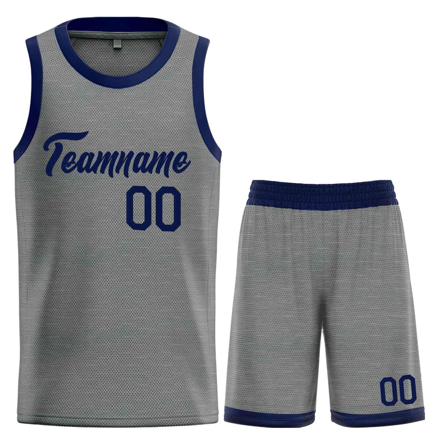 Uniforme de sport de guérison de la marine gris foncé personnalisé, ensembles classiques de maillot de basket-ball