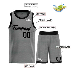 Uniforme de sport de guérison noir gris foncé personnalisé, ensembles classiques de maillot de basket-ball