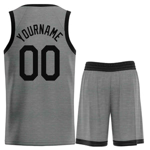 Uniforme de sport de guérison noir gris foncé personnalisé, ensembles classiques de maillot de basket-ball