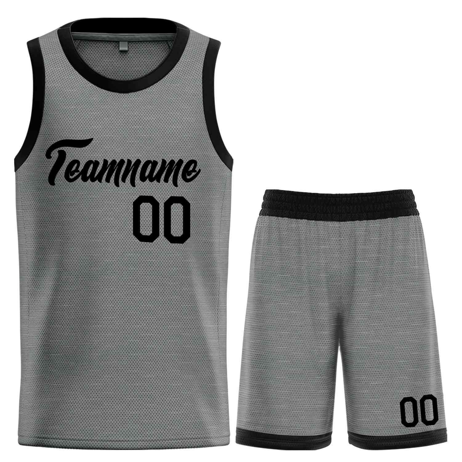 Uniforme de sport de guérison noir gris foncé personnalisé, ensembles classiques de maillot de basket-ball