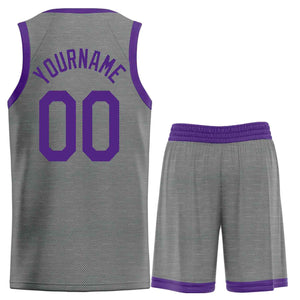 Custom Dark Gray Purple Heal Sports Uniform Classic Sets Basketball Jersey