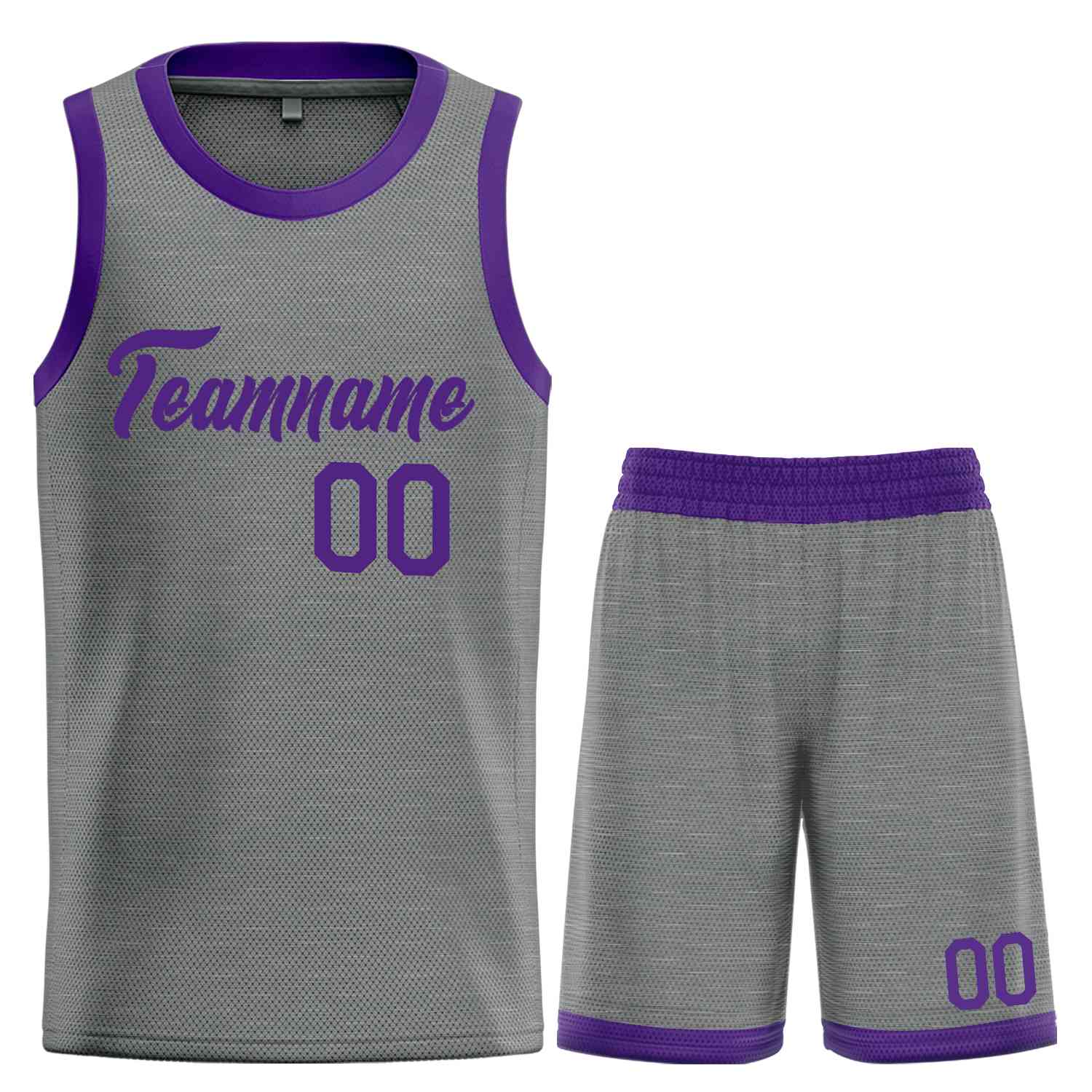 Uniforme de sport de guérison violet gris foncé personnalisé, ensembles classiques, maillot de basket-ball