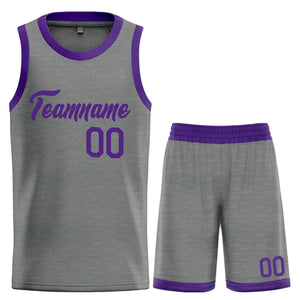 Uniforme de sport de guérison violet gris foncé personnalisé, ensembles classiques, maillot de basket-ball