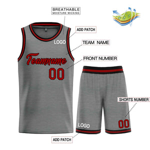 Uniforme de sport personnalisé gris foncé marron-noir, ensembles classiques, maillot de basket-ball