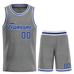 Uniforme de sport personnalisé gris foncé Royal-blanc, ensembles classiques, maillot de basket-ball