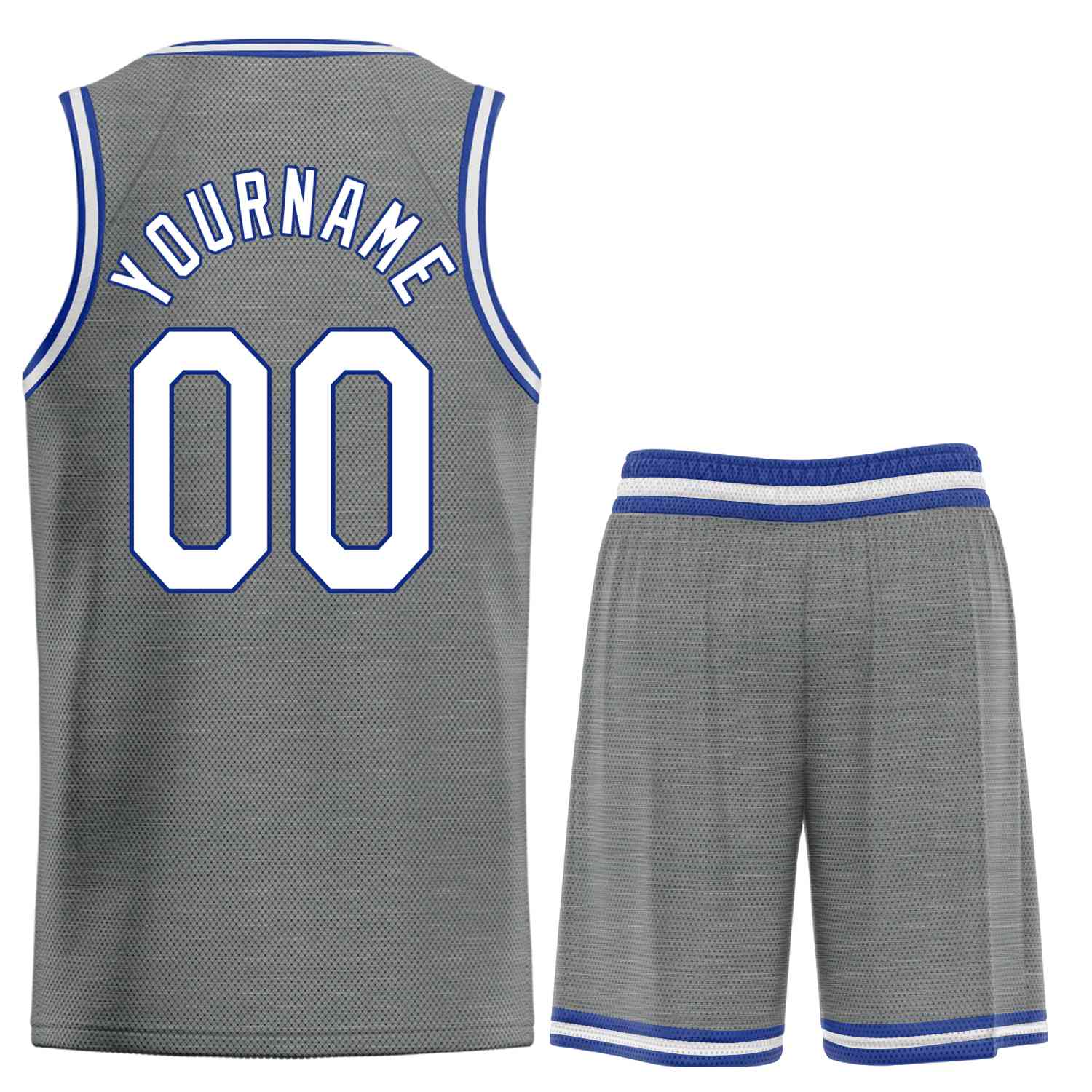 Uniforme de sport personnalisé gris foncé blanc-Royal Heal, ensembles classiques, maillot de basket-ball