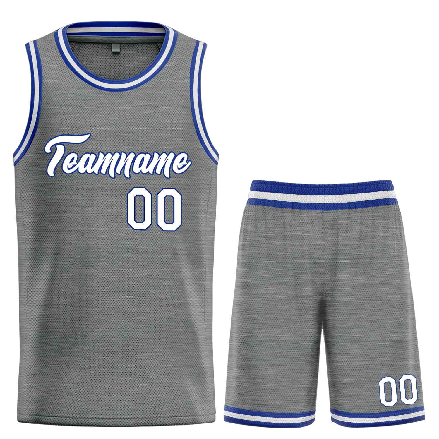 Uniforme de sport personnalisé gris foncé blanc-Royal Heal, ensembles classiques, maillot de basket-ball