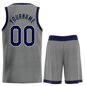 Uniforme de sport personnalisé gris foncé, marine et blanc, ensembles classiques, maillot de basket-ball