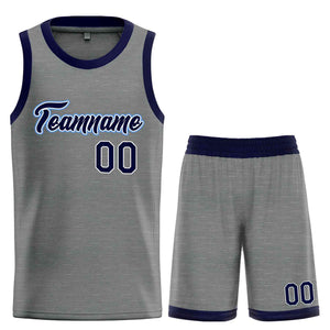 Uniforme de sport personnalisé gris foncé, marine et blanc, ensembles classiques, maillot de basket-ball