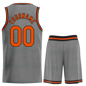 Uniforme de sport de guérison personnalisé gris foncé Orange-noir, ensembles classiques, maillot de basket-ball