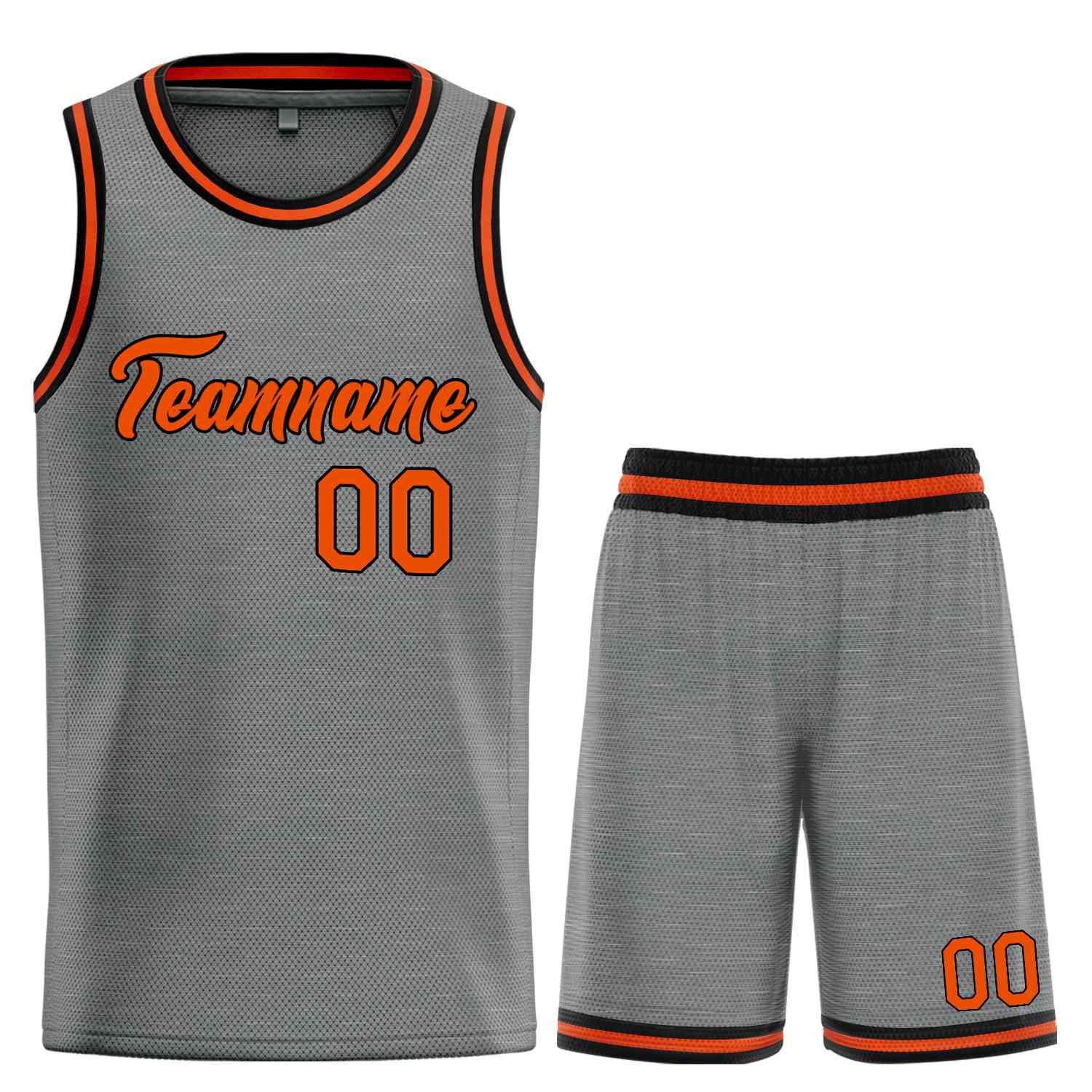 Uniforme de sport de guérison personnalisé gris foncé Orange-noir, ensembles classiques, maillot de basket-ball