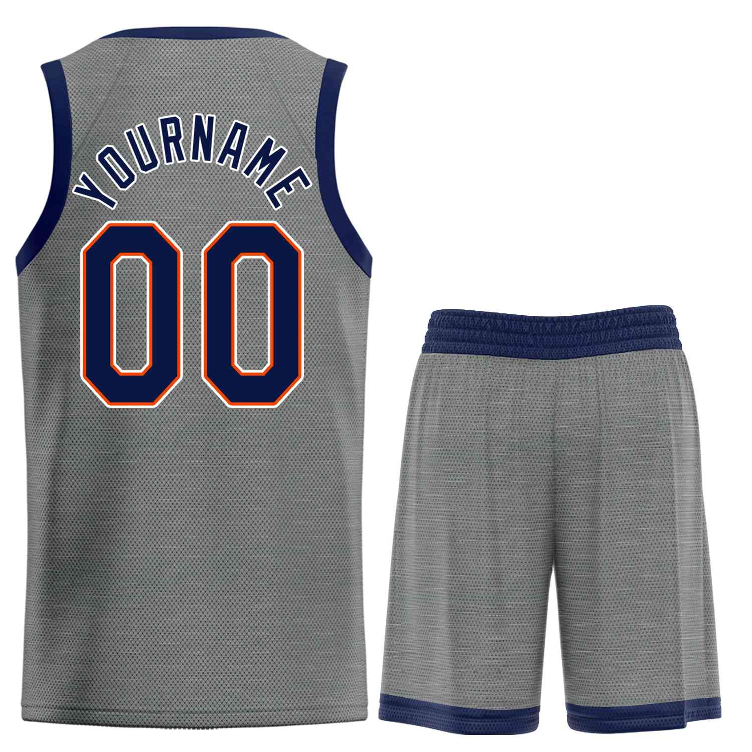 Uniforme de sport personnalisé gris foncé, bleu marine-Orange, ensembles classiques, maillot de basket-ball