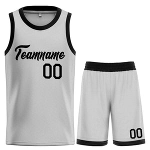 Uniforme de sport personnalisé gris noir, ensembles classiques de basket-ball, maillot de basket-ball