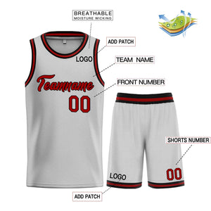 Custom Gray Maroon-Black Heal Sports Uniform Classic Sets Basketball Jersey