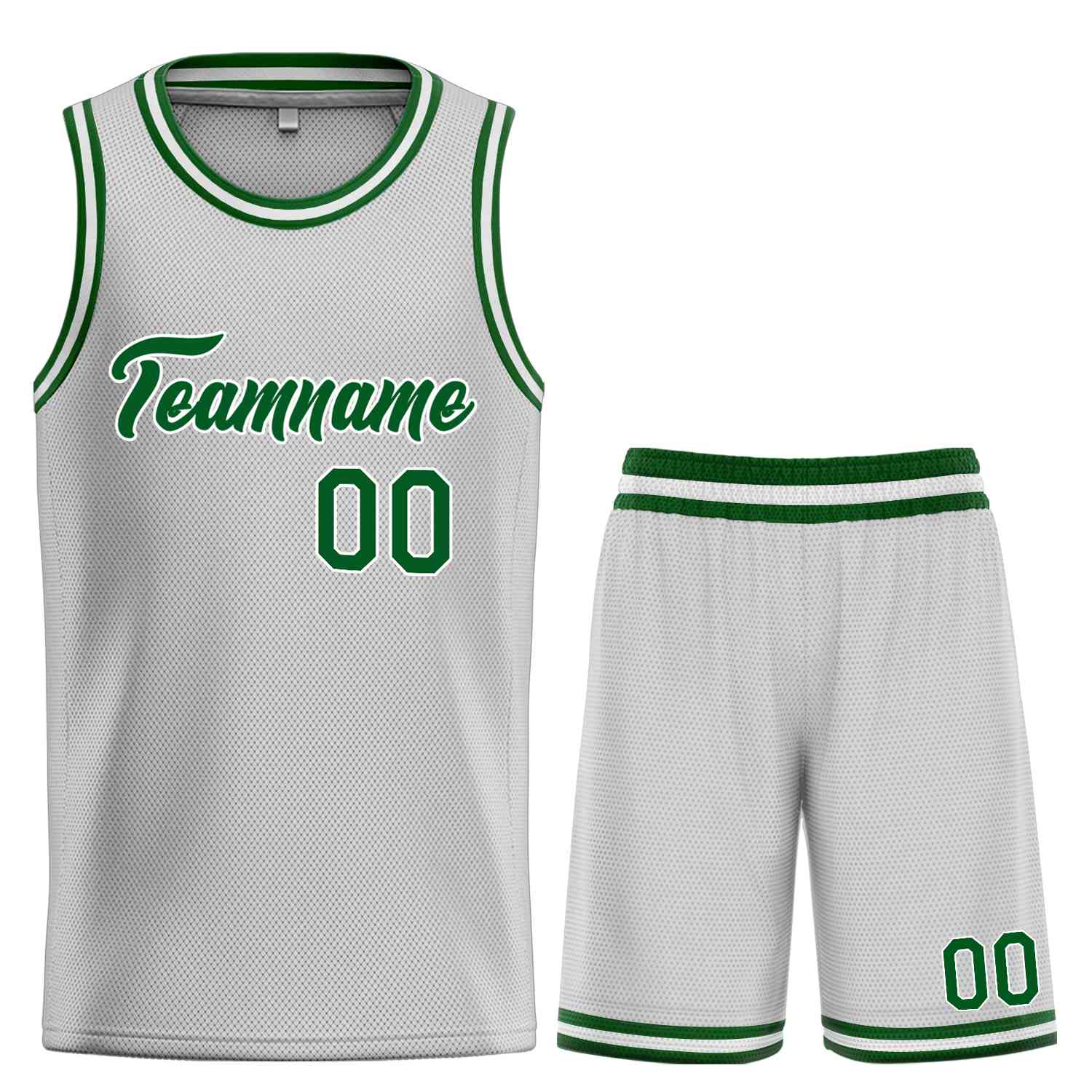 Uniforme de sport personnalisé gris vert-blanc, ensembles classiques de basket-ball, maillot de basket-ball