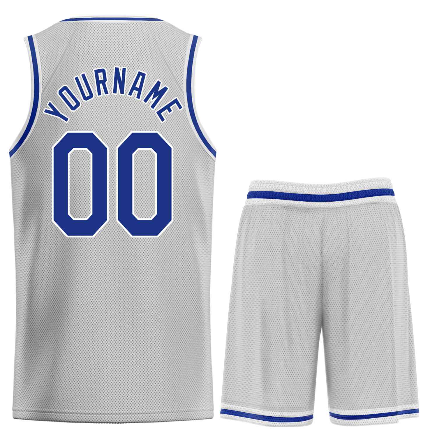 Uniforme de sport de guérison gris Royal-blanc personnalisé, ensembles classiques, maillot de basket-ball