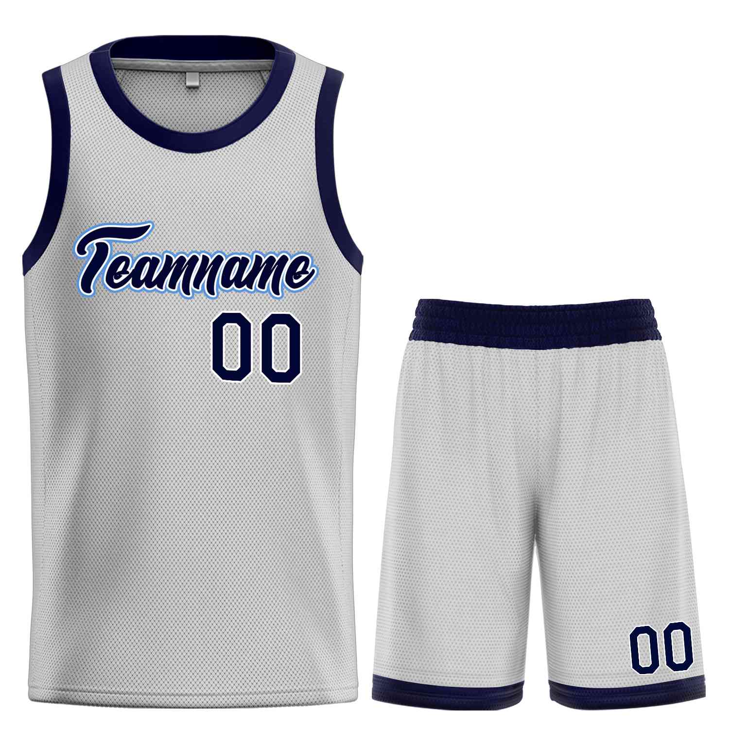 Custom Gray Navy-Powder Blue Heal Sports Uniform Classic Sets Basketball Jersey