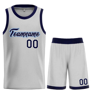 Uniforme de sport personnalisé gris marine-poudre bleu, ensembles classiques, maillot de basket-ball