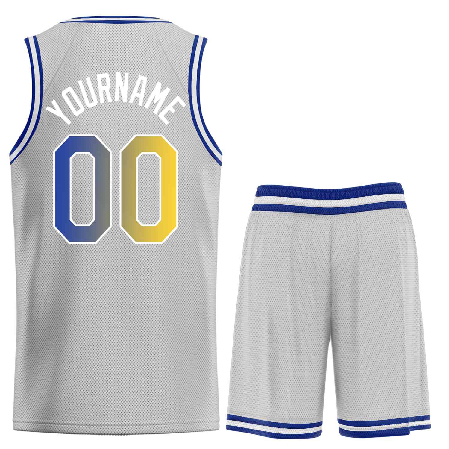 Uniforme de sport personnalisé gris jaune-blanc, ensembles classiques de basket-ball, maillot de basket-ball