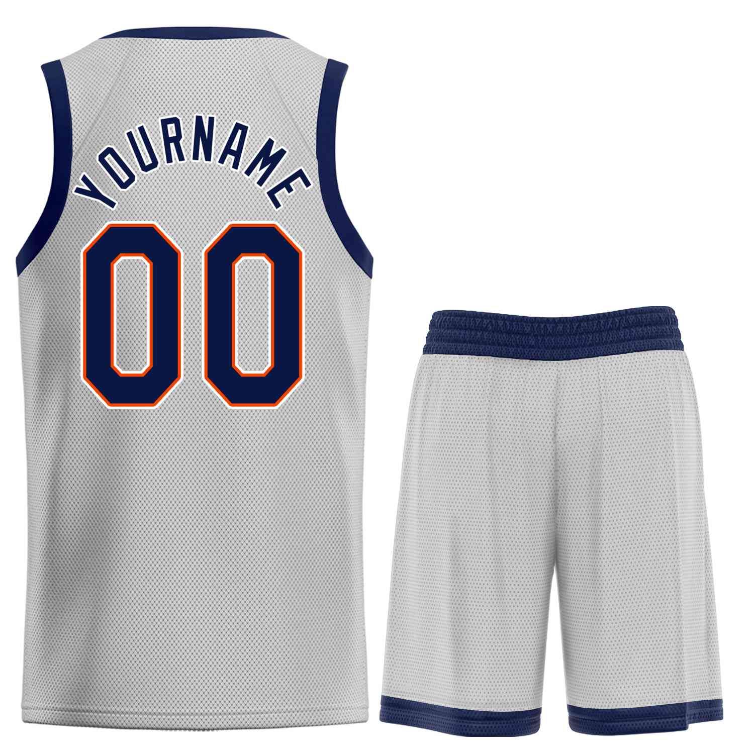 Custom Gray Navy-Orange Heal Sports Uniform Classic Sets Basketball Jersey