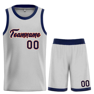 Custom Gray Navy-Orange Heal Sports Uniform Classic Sets Basketball Jersey