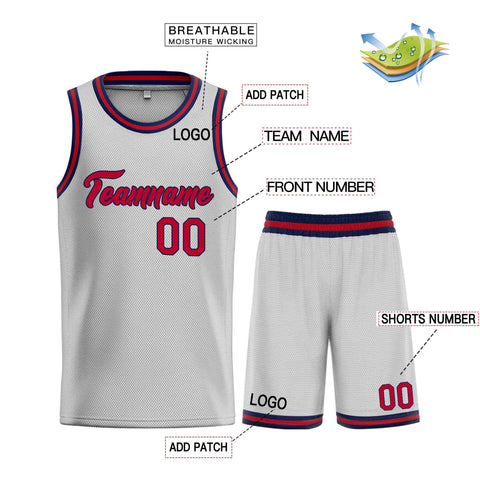 Custom Gray Maroon-Navy Heal Sports Uniform Classic Sets Basketball Jersey