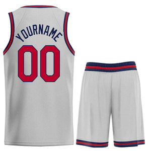 Uniforme de sport de guérison gris marron-marine personnalisé, ensembles classiques, maillot de basket-ball