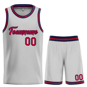 Uniforme de sport de guérison gris marron-marine personnalisé, ensembles classiques, maillot de basket-ball