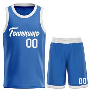 Uniforme de sport personnalisé bleu blanc, ensembles classiques de basket-ball, maillot de basket-ball