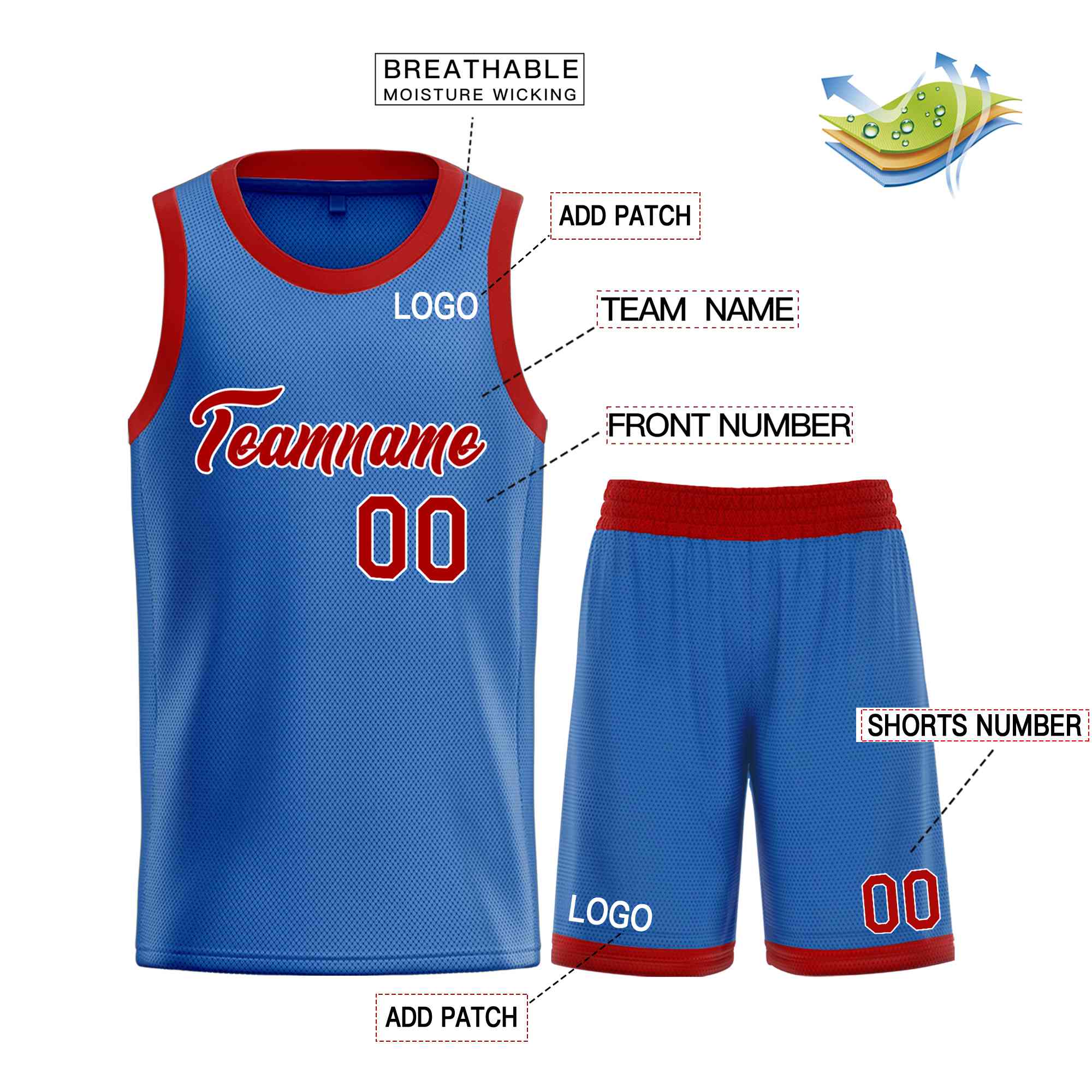 Uniforme de sport de guérison bleu marron-blanc personnalisé, ensembles classiques, maillot de basket-ball