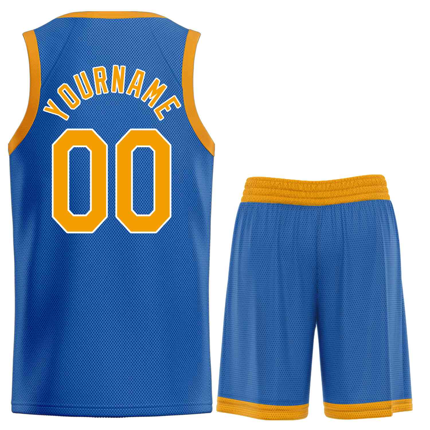 Uniforme de sport personnalisé bleu jaune-blanc, ensembles classiques de basket-ball, maillot de basket-ball