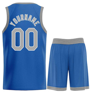 Uniforme de sport personnalisé bleu gris-blanc, ensembles classiques de basket-ball, maillot de basket-ball