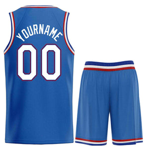 Uniforme de sport personnalisé bleu blanc-rouge, ensembles classiques de basket-ball, maillot de basket-ball