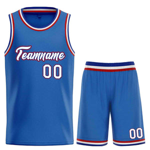 Uniforme de sport personnalisé bleu blanc-rouge, ensembles classiques de basket-ball, maillot de basket-ball