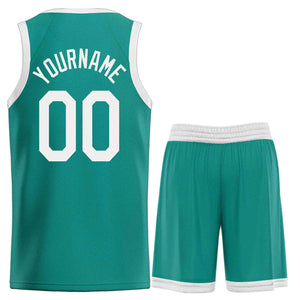 Uniforme de sport de guérison blanc sarcelle personnalisé, ensembles classiques, maillot de basket-ball