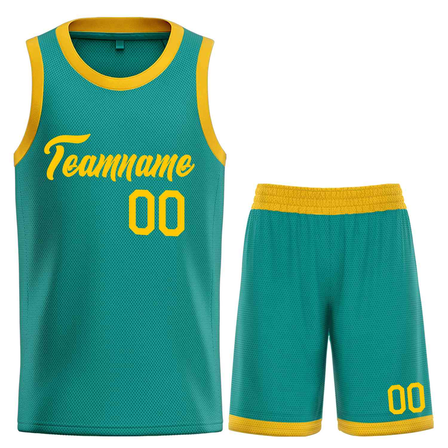 Custom Teal Yellow Heal Sports Uniform Classic Sets Basketball Jersey