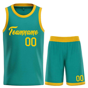 Uniforme de sport de guérison jaune sarcelle personnalisé, ensembles classiques, maillot de basket-ball