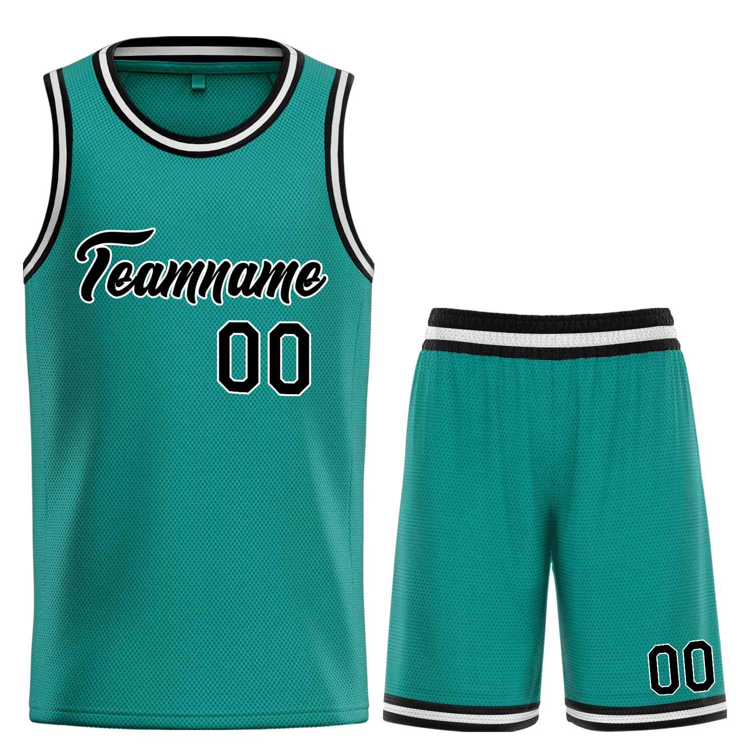 Uniforme de sport personnalisé sarcelle noir-blanc, ensembles classiques, maillot de basket-ball