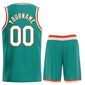 Custom Teal White-Orange Heal Sports Uniform Classic Sets Basketball Jersey