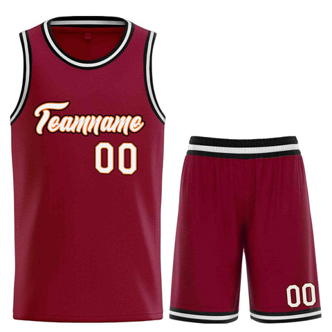 Custom Maroon White-Orange Heal Sports Uniform Classic Sets Basketball Jersey